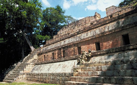 One of the well-preserved Maya temples in the middle of Copan.