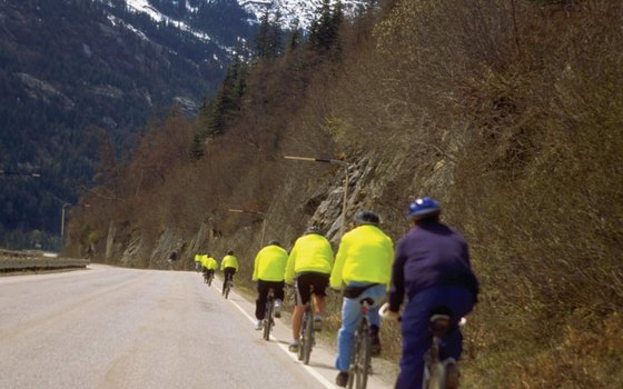 Tours feature bicycling near Skagway, Alaska.