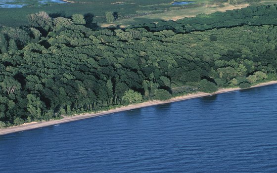 An aerial view of Point Pelee on Lake Erie.