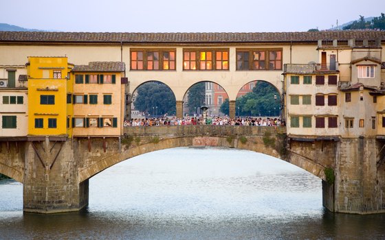 The Ponte Vecchio Bridge features shops.