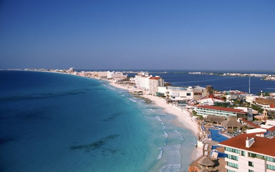 The Caribbean lies to the east while Nichupte Lagoon lies on the western side of the Hotel Zone