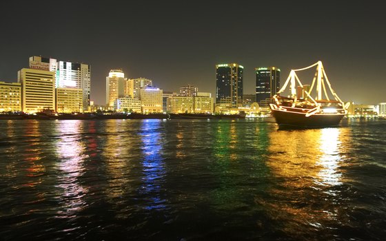 Dubai Creek at night.