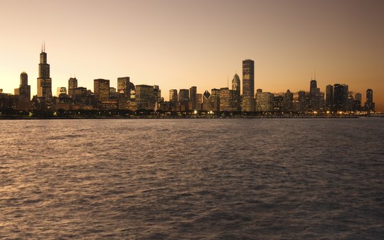 Chicago's skyline soars over Lake Michigan.