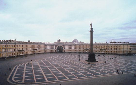 The Alexander Column soars approximately 155 feet over Palace Square.