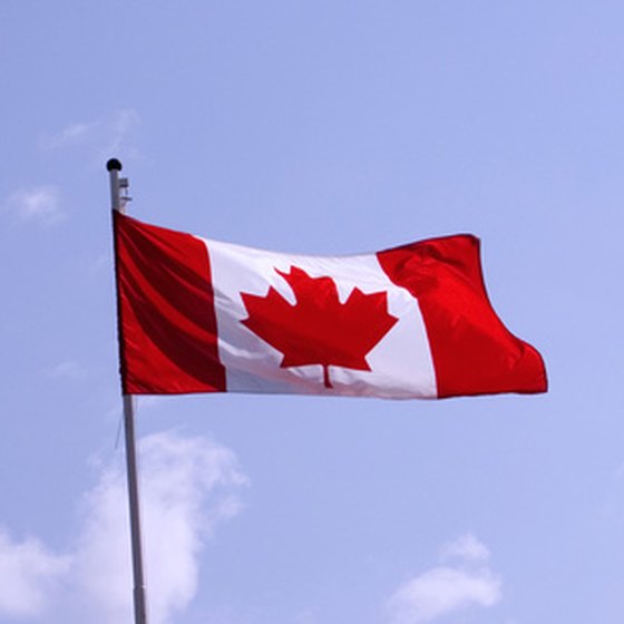 The Canadian Maple Leaf flag flies at Canadian offices in the United States.