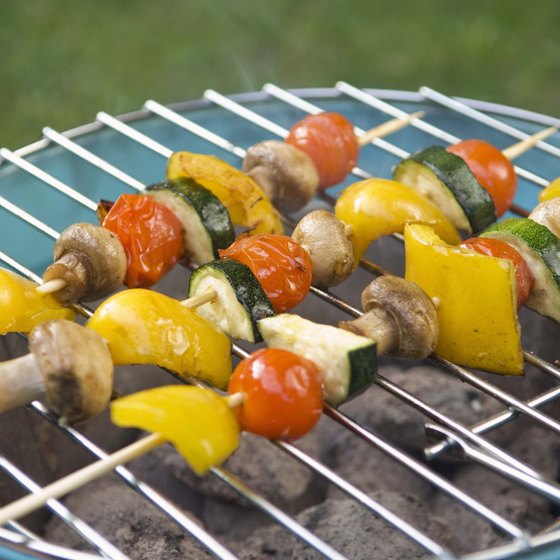 An indoor grill can be found in a residence, as well as a business.