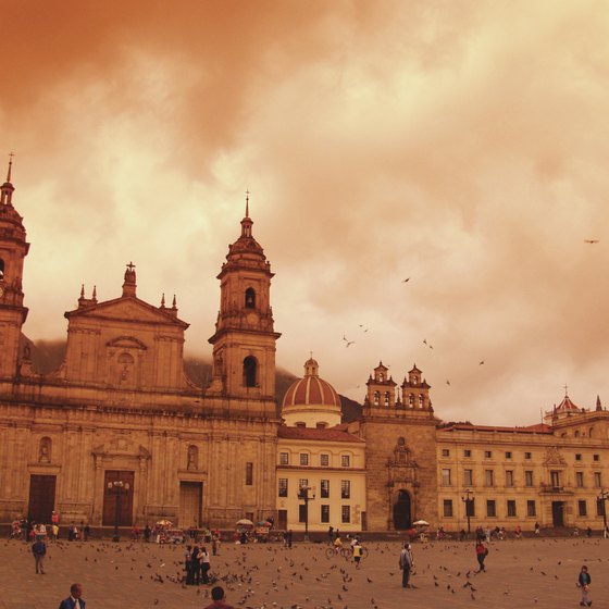 The Primary Cathedral of Bogota borders the Plaza de Bolivar, a popular local Sunday destination.