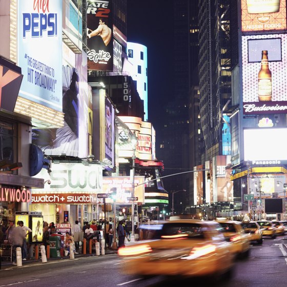 Times Square sits at the center of New York City's Theater District.