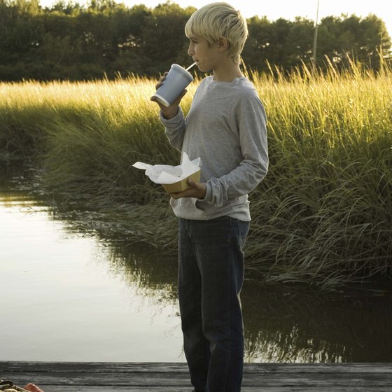 Maine lakes allow for simple things such as picnicking and enjoying the scenery.