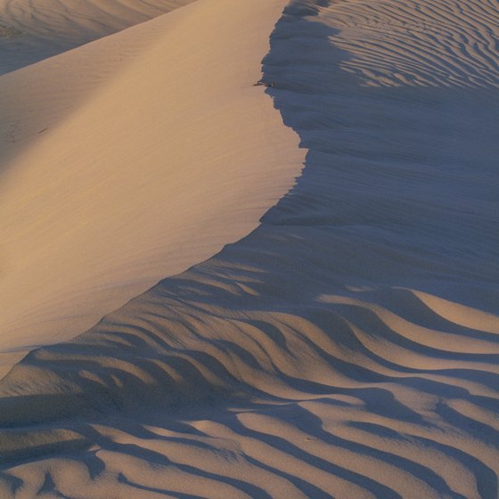 Sand dunes sprawl across the Mesquite Flats area of Death Valley.