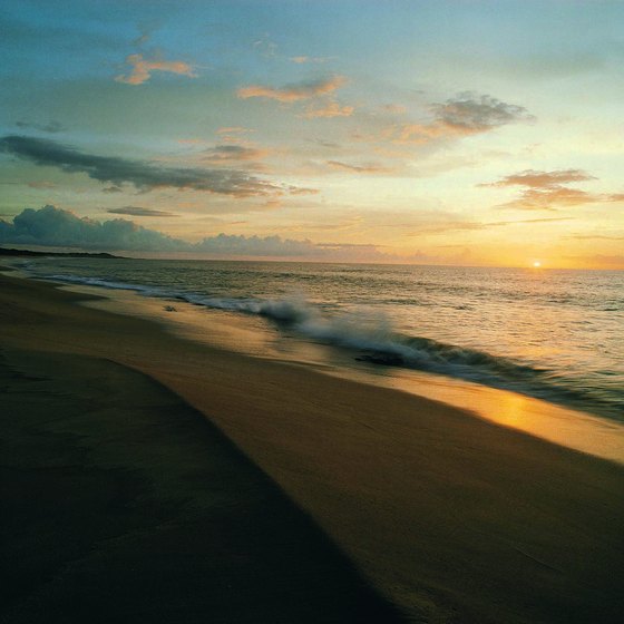 Typical sunset on a deserted Molokai beach.