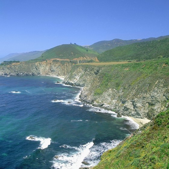 Highway 1 winds north along the California coast.