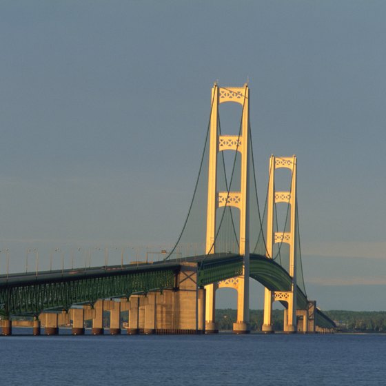 Michigan's Mighty Mac Bridge connects the state's upper and lower peninsulas.