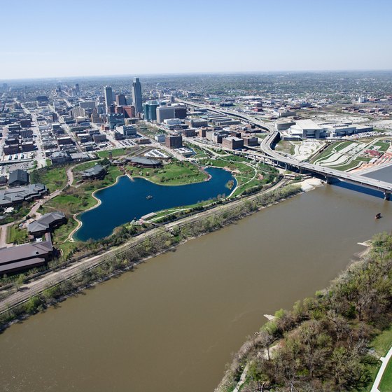 Omaha is seperated from Iowa only by the narrow Missouri River.