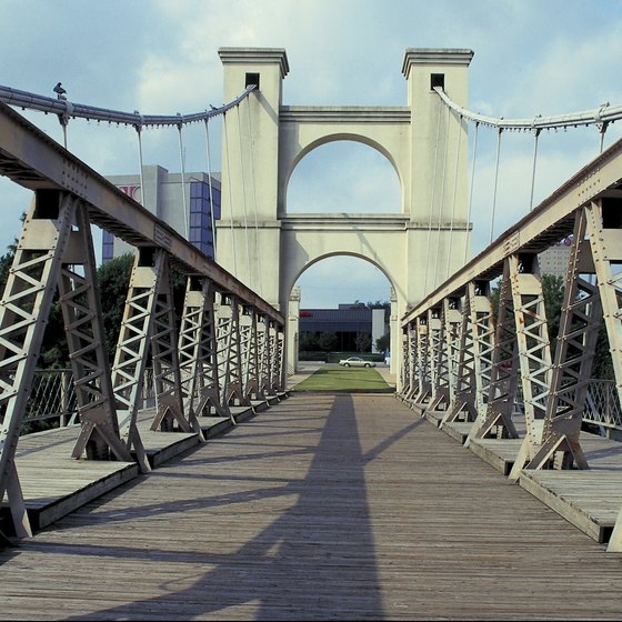 Waco's historic bridge crosses the Brazos River northeast of Mother Neff.
