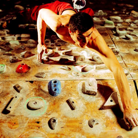 Indoor rock climbing is a fun activity for all ages.