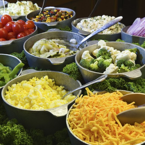 A salad bar is only a small part of the offerings at a buffet restaurant.