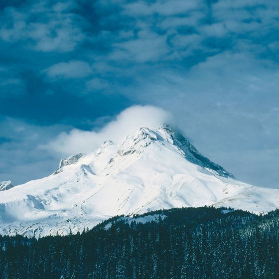 Mount Hood stands tall in the Cascade Mountain Range.