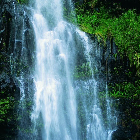 Hike waterfalls, like these in Hana, Maui, in shorts during November in Hawaii.