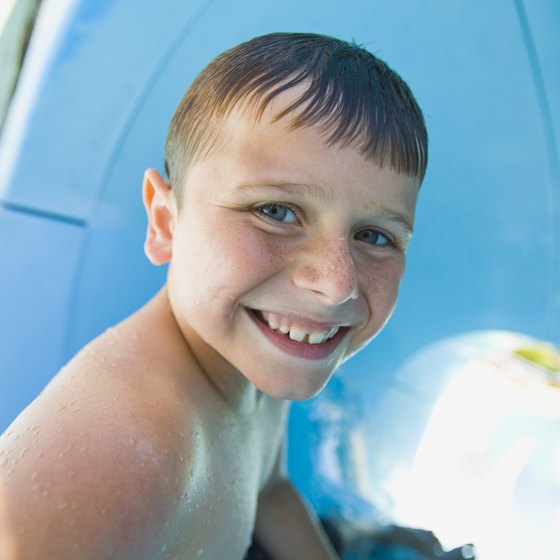 Enjoy water slides at some pools in the Dayton area.
