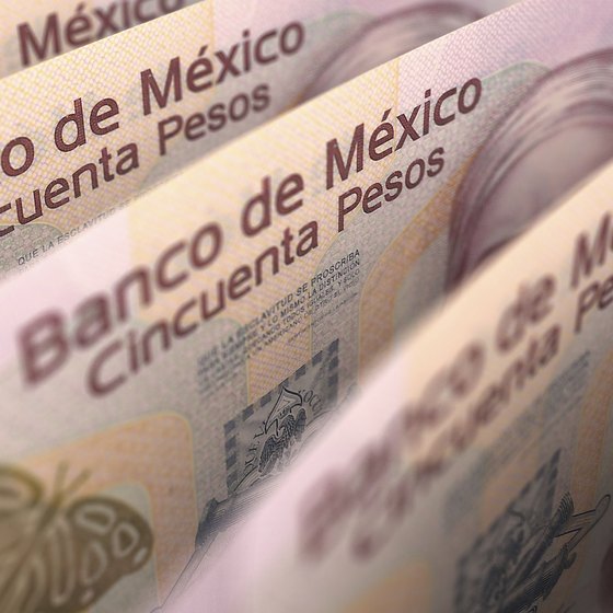 Close-up of Mexican pesos