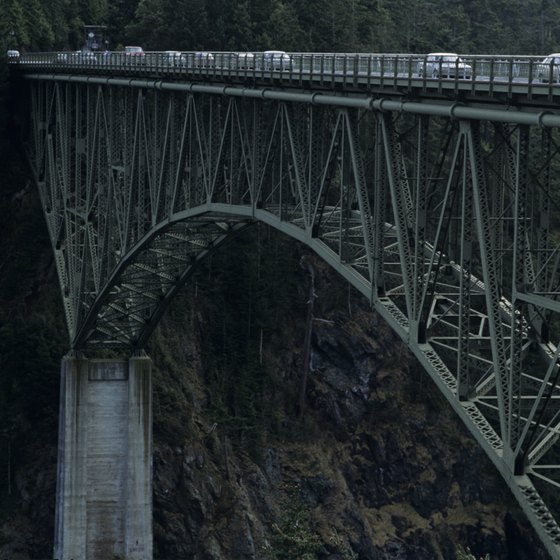 The Deception Pass bridge connects Whidbey Island to Fidalgo Island.