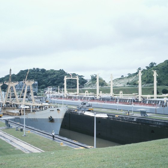 Cruises traversing the Panama Canal travel through the Milaflores Locks.