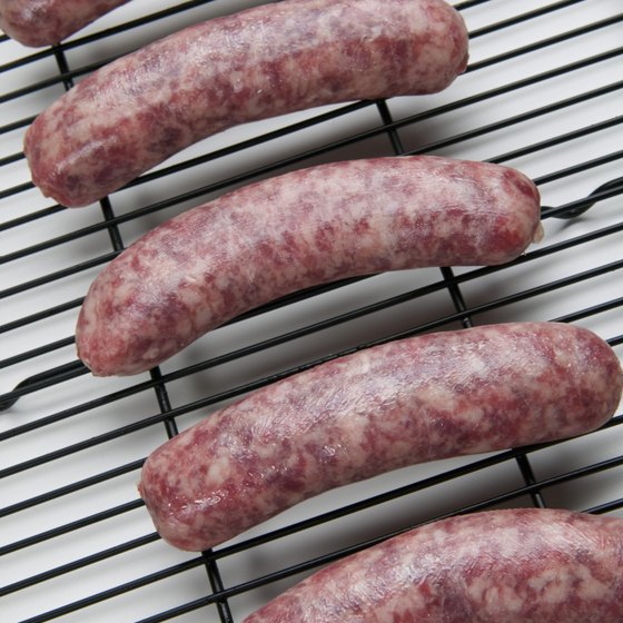 Bratwursts typically consist of beef, pork or veal.