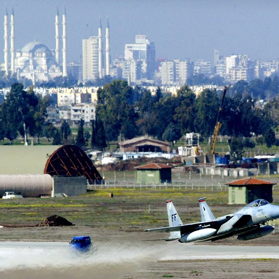 Incirlik, an American Air Force base, has the Adana skyline as a backdrop.