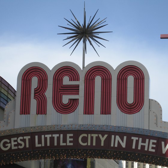 The Reno Arch, emblazed with the words "The Biggest Little City in the World," straddles Virginia Street in downtown Reno.