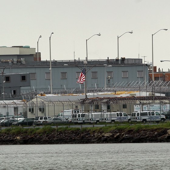 Rikers Island as seen from the river.