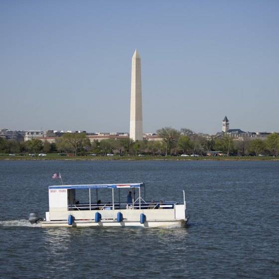 The Potomac River flows past the Washington Monument.