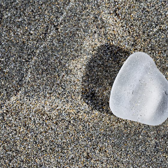 Sea glass washes ashore with the high tide in Florida.
