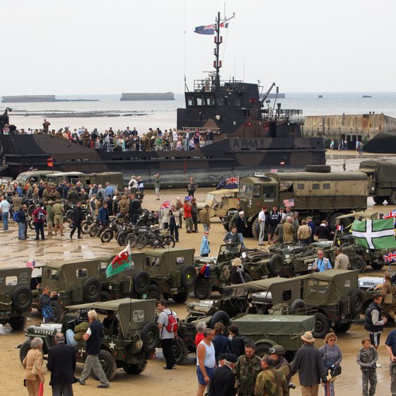 Normandy beach regularly hosts re-enactment events annually on June 6, D-Day.