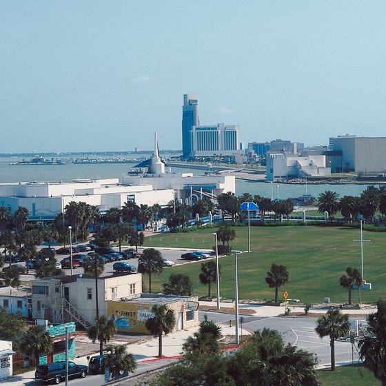 Palm trees and beaches are two of the main attractions in Galveston.