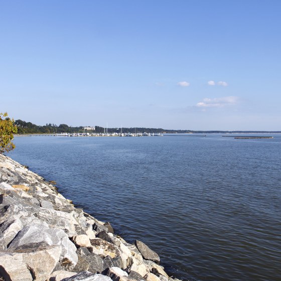 Follow the James River east to the Chesapeake Bay and Atlantic Ocean.