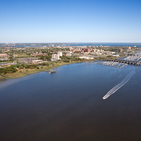 Downtown Charleston and Charleston Harbor, where the Cooper and Ashley Rivers meet.