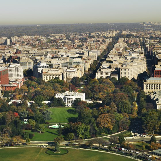 The downtown D.C. area, east White House borders the National Mall.