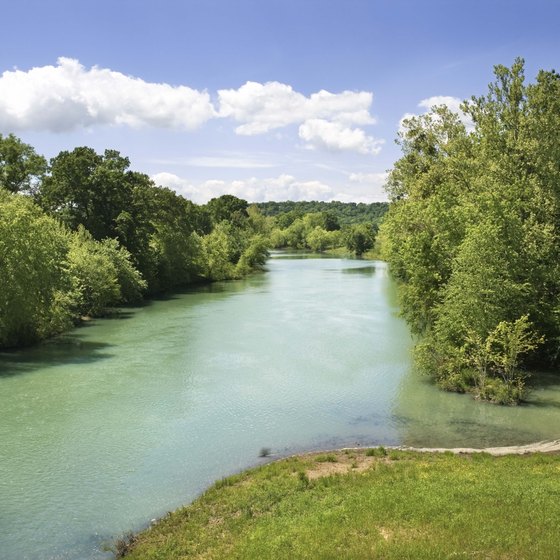 The Ozark Mountains near Harrison provide picturesque river views for a cabin getaway.