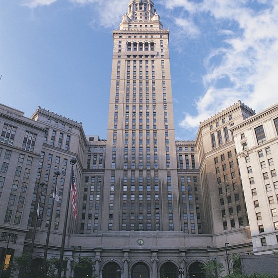 The Terminal Tower rises high above the Cleveland skyline.