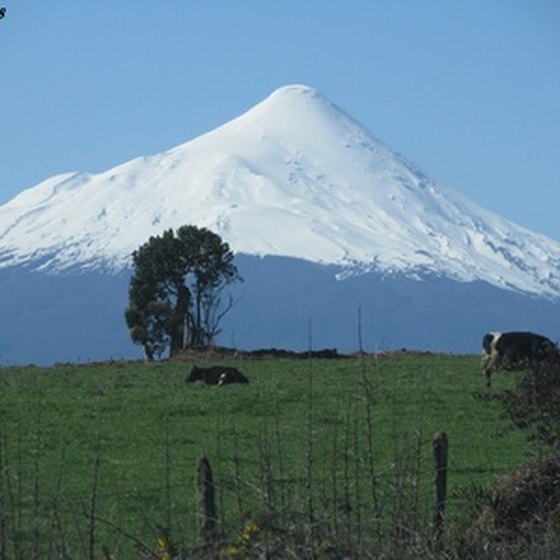 The snow-covered peak of Volcano Osorno in Chile.