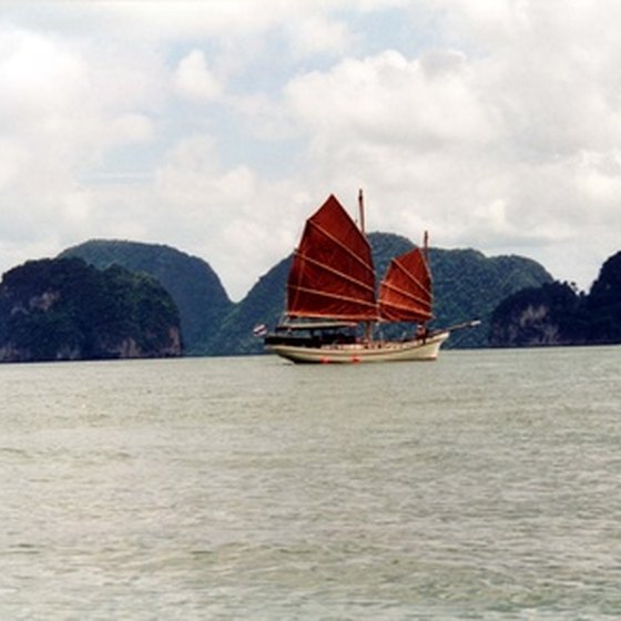 A Junk (traditional Thai sailing craft) plying the waters of the Andaman Sea
