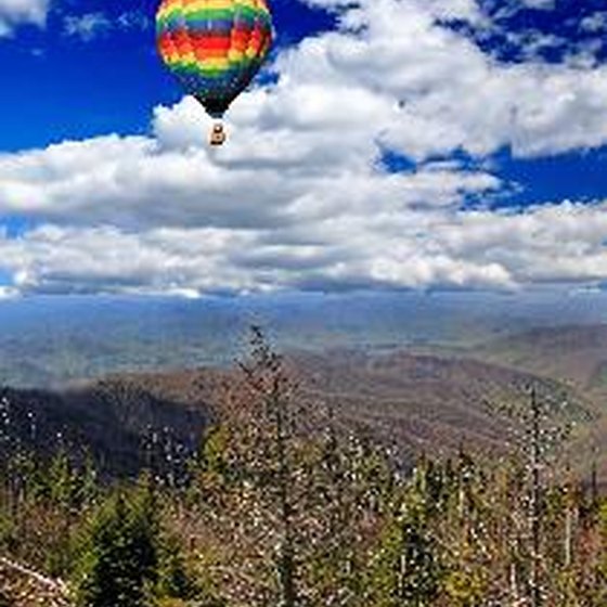 A hot air balloon over Great Smoky Mountains National Park