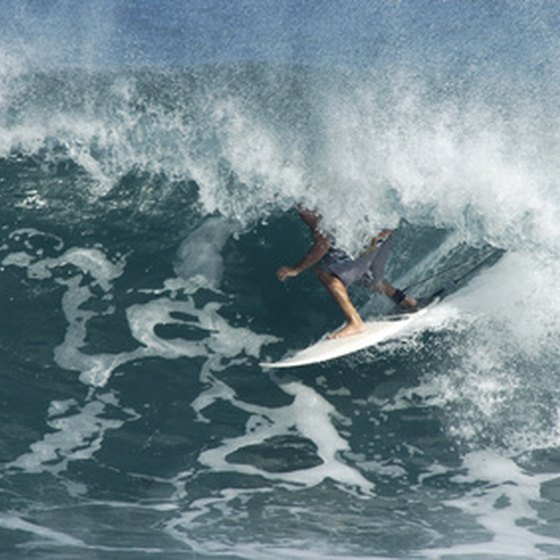 Surfing in Hawaii.