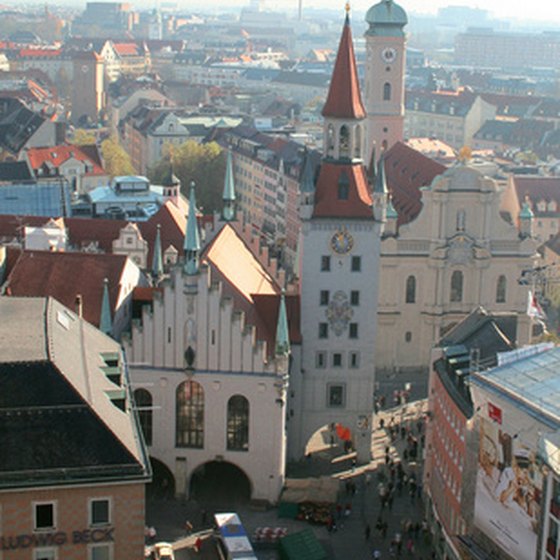 A bird's-eye view of Munich's city center.