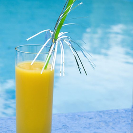 Enjoy Florida orange juice while relaxing by the pool at the RV Resort.