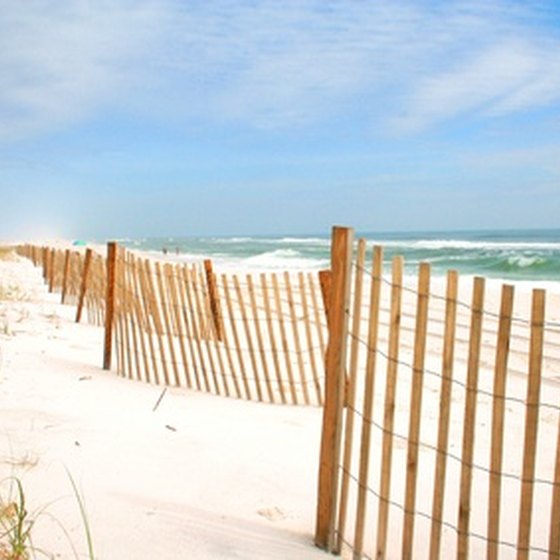 The white, sandy beach of Pensacola, Florida draws many visitors.