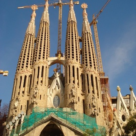 La Sagrada Familia is one of Gaudi's most famous architectural works in Barcelona, Spain.