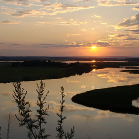 Sunset over the Volga, the longest river in Europe
