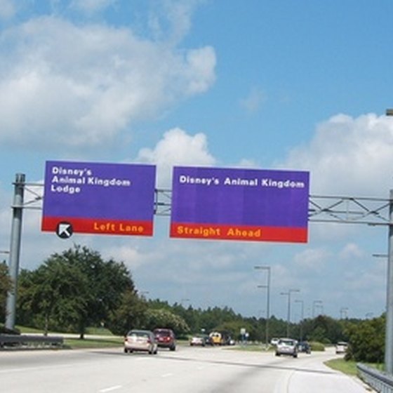 Road signs on the way to Disney World.